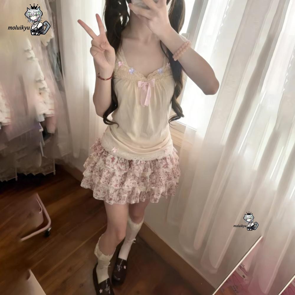 طقم نسائي من قطعتين بتصميم Y2K - مراجعة Cami Top Lace وسعره